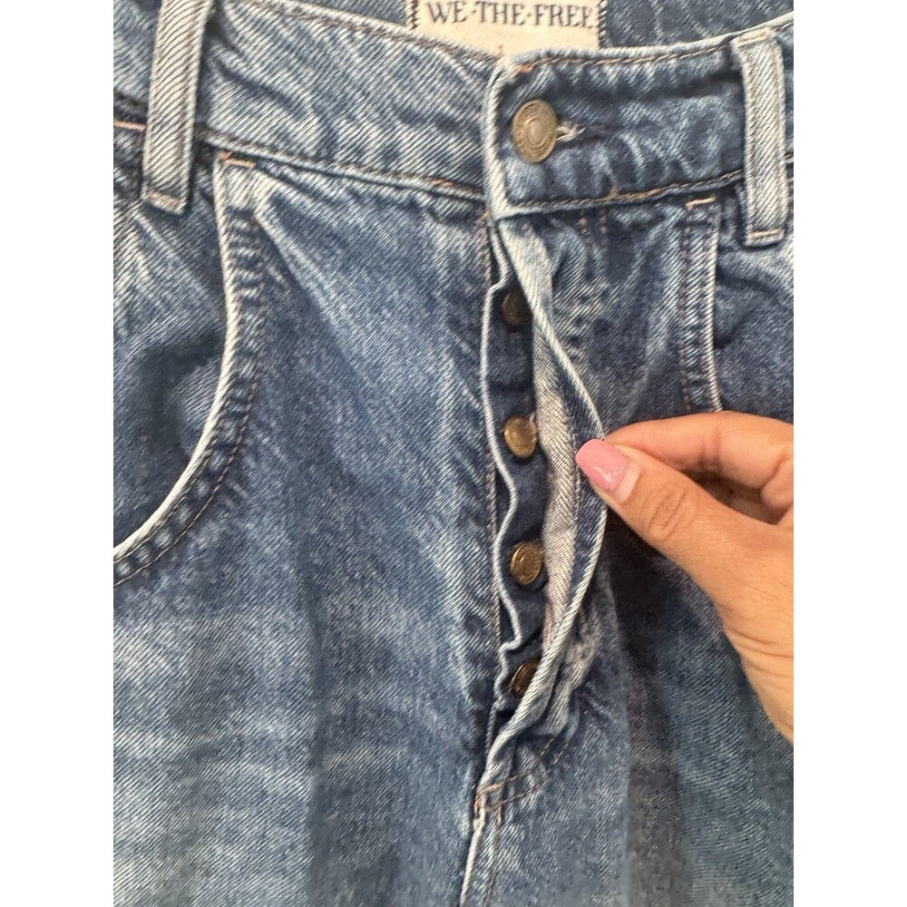 We The Free Final Countdown Cuffed Low Rise Jeans Free People Blue 27 - Picture 7 of 15